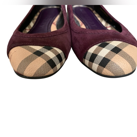 Burberry Plum and Beige Checkered Loafers - Picture 4 of 6